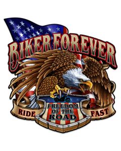 Biker Forever Eagle Vintage Sign, Other, Metal Sign, Wall Art, 24 X 24 Inches