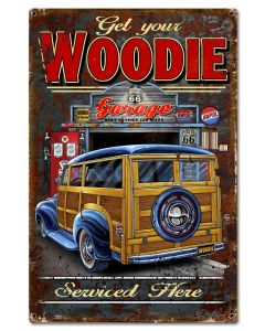 Woodie Vintage Sign, Other, Metal Sign, Wall Art, 16 X 24 Inches