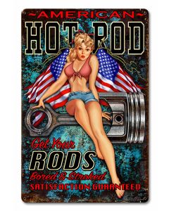 Hot Rod Girl 4 Vintage Sign, Other, Metal Sign, Wall Art, 12 X 18 Inches