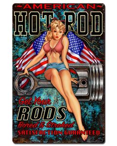 Hot Rod Girl 4 Vintage Sign, Other, Metal Sign, Wall Art, 16 X 24 Inches