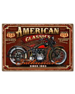 American Classic Vintage Sign, Other, Metal Sign, Wall Art, 24 X 16 Inches