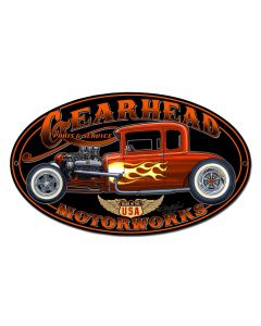 Gearhead Motorworks Vintage Sign, Other, Metal Sign, Wall Art, 18 X 10 Inches