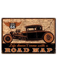 Road Map Vintage Sign, Other, Metal Sign, Wall Art, 24 X 16 Inches