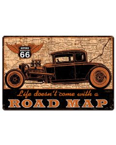 Road Map Vintage Sign, Other, Metal Sign, Wall Art, 36 X 24 Inches