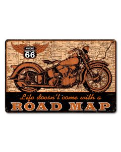 Road Map bike Vintage Sign, Other, Metal Sign, Wall Art, 18 X 12 Inches