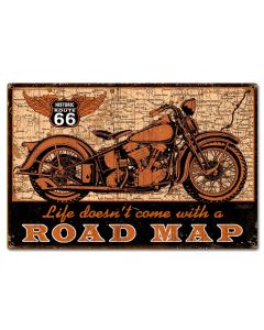 Road Map bike Vintage Sign, Other, Metal Sign, Wall Art, 24 X 16 Inches