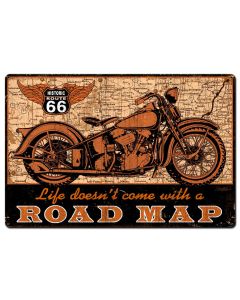 Road Map bike Vintage Sign, Other, Metal Sign, Wall Art, 36 X 24 Inches