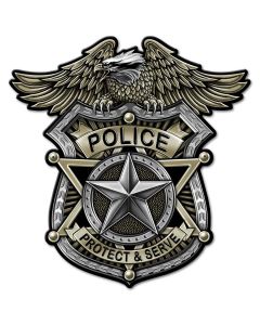 Police Badge Vintage Sign, Other, Metal Sign, Wall Art, 14 X 14 Inches