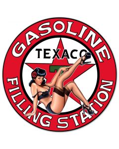 Texaco Girl Vintage Sign, Automotive, Metal Signs, Wall Art, 24 X 24 Inches