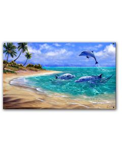 Bahama Dolphins Vintage Sign, Ocean and Beach, Metal Sign, Wall Art, 21 X 11 Inches