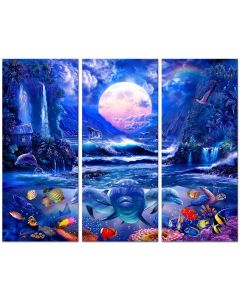 Moonlight Oasis, 3 Pieces Vintage Sign, Ocean and Beach, Metal Sign, Wall Art, 9 X 21 Inches