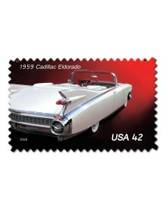 Cadillac POstage Stamp Vintage Sign, US Postal Service, Metal Sign, Wall Art, 18 X 12 Inches