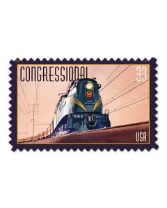 Congressional Train Stamp Vintage Sign, US Postal Service, Metal Sign, Wall Art, 18 X 12 Inches
