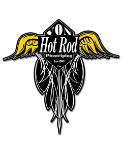 Von Hot Rod Wings Pinstriping, Automotive, Metal Sign, Wall Art, 16 X 15 Inches