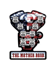 Mother Road Vintage Sign, Transportation, Metal Sign, Wall Art, 19 X 14 Inches