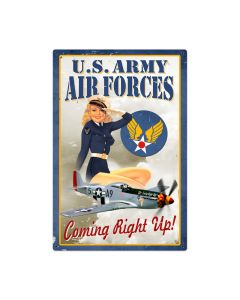 Air Force Pinup Vintage Sign, Aviation, Metal Sign, Wall Art, 24 X 36 Inches