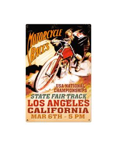 La Motorcycle Race Vintage Sign, Motorcycle, Metal Sign, Wall Art, 24 X 36 Inches