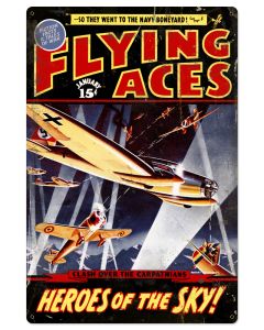 Flying Aces Vintage Sign, Aviation, Metal Sign, Wall Art, 24 X 36 Inches
