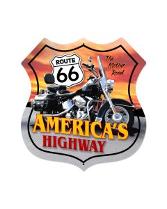 Route 66 Motorcycle Vintage Sign, Street Signs, Metal Sign, Wall Art, 28 X 28 Inches