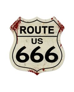 Route 666 Vintage Sign, Street Signs, Metal Sign, Wall Art, 28 X 28 Inches