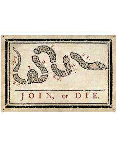 Join Or Die Vintage Sign, Home & Garden, Metal Sign, Wall Art, 36 X 24 Inches