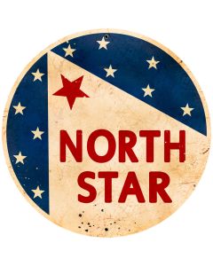 North Star Gasoline Vintage Sign, Oil & Petro, Metal Sign, Wall Art, 28 X 28 Inches