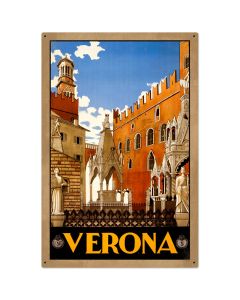 Verona Travel Vintage Sign, Transportation, Metal Sign, Wall Art, 24 X 36 Inches