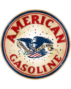 American Gasoline Vintage Sign, Oil & Petro, Metal Sign, Wall Art, 28 X 28 Inches