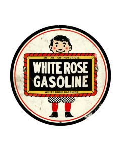 White Rose Vintage Sign, Automotive, Metal Sign, Wall Art, 28 X 28 Inches