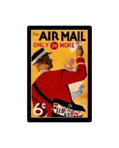 Air Mail Postage Stamp Vintage Sign, Aviation, Metal Sign, Wall Art, 24 X 36 Inches