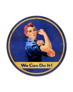 Rosie The Riveter Vintage Sign, Patriotic, Metal Sign, Wall Art, 28 X 28 Inches