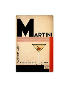 Martini Deco Vintage Sign, Humor, Metal Sign, Wall Art, 24 X 36 Inches