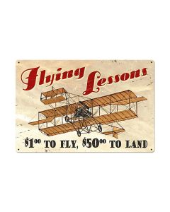 Flying Lessons Vintage Sign, Aviation, Metal Signs, Wall Art, 36 X 24 Inches
