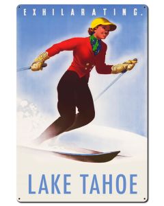 Exhilarating Lake Tahoe Vintage Sign, Travel, Metal Sign, Wall Art, 24 X 36 Inches