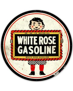 White Rose Gasoline Vintage Sign, Oil & Petro, Metal Sign, Wall Art, 42 X 42 Inches