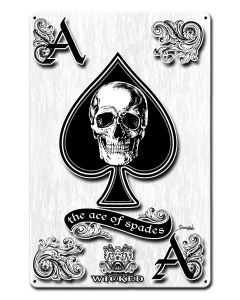Ace Of Spades Vintage Sign, Automotive, Metal Sign, Wall Art, 12 X 18 Inches