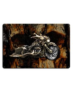 Evil Bones Motorcycle Vintage Sign, Motorcycle, Metal Sign, Wall Art, 18 X 12 Inches