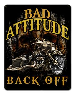 Bad Attitude Bad Ass Bagger Vintage Sign, Automotive, Metal Sign, Wall Art, 12 X 15 Inches