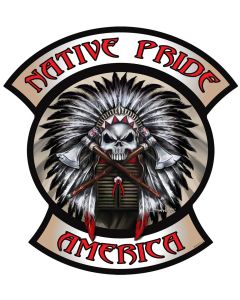 Native Pride Indian Skull, Automotive, Metal Sign, Wall Art, 26 X 24 Inches