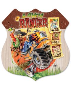 Lawn Ranger Vintage Sign, Oil & Petro, Metal Sign, Wall Art, 15 X 15 Inches