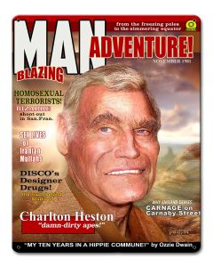 Charlton Heston Magazine Vintage Sign, Aviation, Metal Sign, Wall Art, 12 X 15 Inches