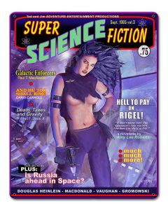 Super Science Fiction Magazine Vintage Sign, Aviation, Metal Sign, Wall Art, 12 X 15 Inches