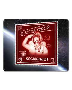 Cosmonaut Stamp Vintage Sign, Aviation, Metal Sign, Wall Art, 15 X 12 Inches