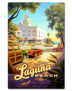 Laguna Beach Vintage Sign, Oil & Petro, Metal Sign, Wall Art, 16 X 24 Inches
