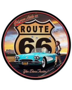 Route 66 Vintage Sign, Street Signs, Metal Sign, Wall Art, 14 X 14 Inches