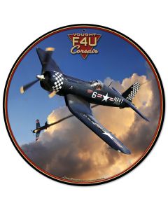 Corsair F4U, Aviation, Metal Sign, Wall Art, 14 X 14 Inches