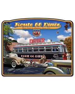 1936 Route 66 Diner, Street Signs, Metal Sign, Wall Art, 15 X 18 Inches
