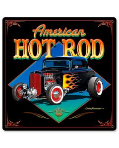 American Hot Rod '32, Automotive, Metal Sign, Wall Art, 12 X 12 Inches