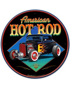 American Hot Rod '32, Automotive, Metal Sign, Wall Art, 28 X 28 Inches