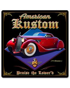 American Kustom, Automotive, Metal Sign, Wall Art, 12 X 12 Inches